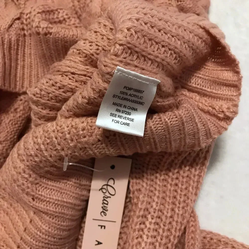Crave Fame NWT Rose Pink Knit Sweater Juniors L